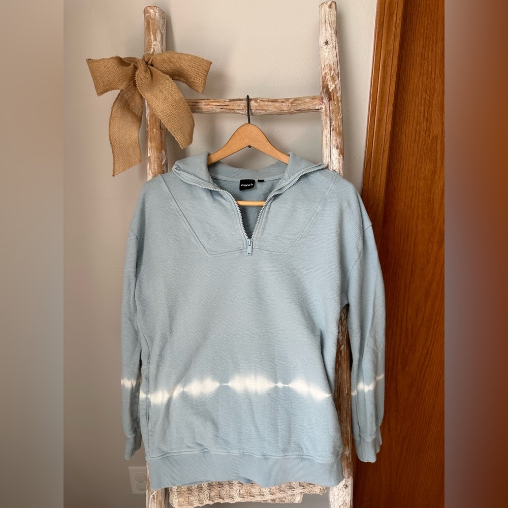 Mono B jacquard Tie-Dye 1/4 zip Pullover blue Size medium